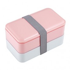 MacDiaz DÉJeuner Bento Box Portable En Plastique Alimentaire Conteneur De Stockage Rectangle Avec Bande ÉLastique 2 Tier Pour Les Enfants Adulte (Pink) - B01M6WADVB