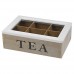 Blanc Lid-brown Boîte en bois Boîte à thé à 6 sections - B0796VBWKR