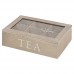 Boîtes à thé en bois ou boîte de rangement pour capsules de café couvercle en verre à épices alimentaire  6 Section Tea Box - B01F5DOGLA