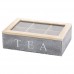 Boîte à thé compartimentée en bois - Couvercle à charnière en verre - B01N1KIDRT