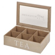 Boîtes à thé en bois ou boîte de rangement pour capsules de café couvercle en verre à épices alimentaire  6 Section Tea Box - B01F5DOGLA