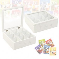 MDF blanc avec boîte à thé 9 compartiments - B0153NKMP6