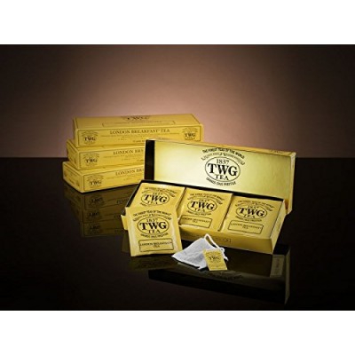 TWG Singapore - The Finest Teas of the World - LONDON BREAKFAST - 15 sachets de thé de pur coton cousu á main - B076YWJFVQ