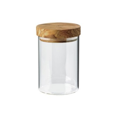 Berard 35101  Pot en verre Borosilicate et couvercle en bois d’olivier  fait-main idéal pour conserver les aliments - 15 cm - B00FC22HMU