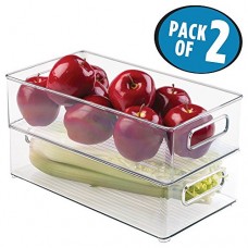 mDesign boite de rangement (lot de 2) – organiseur frigo en plastique transparent et résistant – bac à légumes sans BPA – transparent - B01CIU8KRO