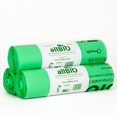 140 Litre x 30 bags allBIO 140 Litre 100% Biodegradable & Compostable Kitchen Bin Liners / Garden Sacks by allBIO - B00HUSEUII