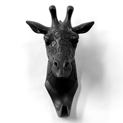 Herngee Crochet et Patère Fait Main en résine Tête d'Girafe (couleur noir) - B017LLSX54
