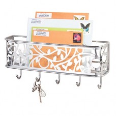 mDesign boîte à clés avec surface de rangement – boîte a clés murale polyvalente en métal pour l’entrée  la cuisine ou le bureau – avec un range-courrier – couleur chrome - B0758WBP3R