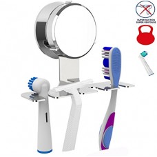 Porte brosse à dents Porte rasoirs Ventouse  compatible OralB- OCTOPODIS - en Acier Inoxydable Chrome  Durable et ultra resistant  Support puissant pour carrelage de salle de bains  miroir  Hygiène - B01N47IJ9B