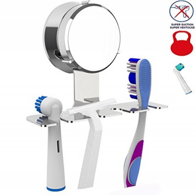 Porte brosse à dents Porte rasoirs Ventouse  compatible OralB- OCTOPODIS - en Acier Inoxydable Chrome  Durable et ultra resistant  Support puissant pour carrelage de salle de bains  miroir  Hygiène - B01N47IJ9B