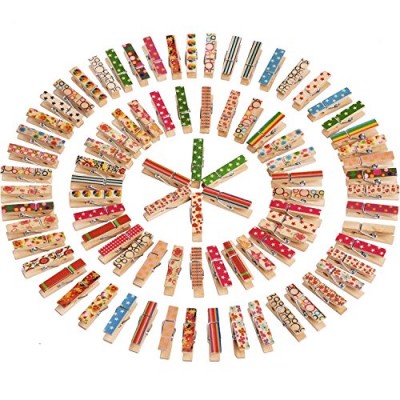 Mini Pince à Linge Coloré Epingle en Bois Couleurs Assorties  100 Pièces - B01M8POW7T