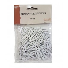Mini pinces à linge  25 mm  blanc  bois  pour Vintage mariage - 100 Pièces - Espacebeauxarts - B01K2IH9JY
