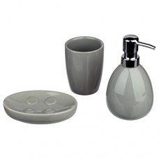 Kit de 3 accessoires de salle de bain - Look moderne - Coloris GRIS - B00KDSSJ1G
