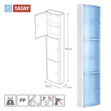 Tatay 4480000 Meuble de Bain Vertical avec 3 Portes Plastique Bleu Translucide 22 x 10 x 90 5 cm - B01IRR8YS2