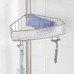 mDesign serviteur de douche télescopique en métal – étagère de douche de coin sans perçage – avec 4 paniers – panier de douche pour shampoing  gel douche  savons  etc. – argente/transparent - B072