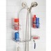 mDesign serviteur de douche à suspendre avec 4 paniers et 2 crochets – installation de l'étagère de douche sans perçage – panier de douche en métal inoxydable – argenté - B07217NKL7