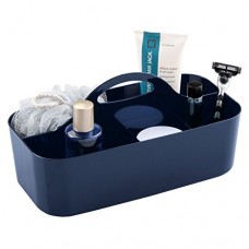 mDesign corbeille de douche avec 11 compartiments – bac de rangement pour douche et salle de bain – organisation de shampooing  gel de douche  rasoirs – matière : plastique  couleur : bleu marine - B01MU0AYWJ