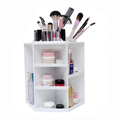 Jecxep Organisateur de maquillage de grande capacité 360 ° Rotating acrylique Cosmetics Storage Organizer Maquillage / Revolving / Case Storage Cosmetics (Blanc) - B01J50F2JE