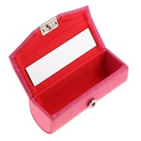non-brand MagiDeal Boîte de Rangement Rouge à Lèvres en Cuir PU avec Petit Miroir - Idéal pour Voyage - 9x3x3.5 cm - Rose rouge - B07D15HWY7