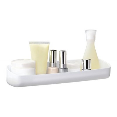 Plateau de rangement de meuble de salle de bain  AFFIXX Peel and Stick  pour maquillage  produits de beauté  s'enlevant proprement  sans traces  ni résidus - peu profond  Blanc - B01A3NE3IS