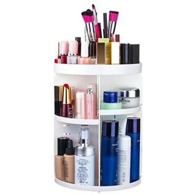 Rangement de Maquillage Baban Boîte de Rangement Maquillage Organisateur de Cosmétiques Rotatif à 360° avec Étagère en Plastique Large Capacité  Pour Tous Types d'Accessoires de Maquillage Blanc - B07921QS