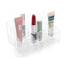 Ruikey Support Présentoir de Rouge à Lèvres à 24 Compartiments en Acrylique Transparent Organisateur de Cosmétique Maquillage Rangements pour produits cosmétiques porte-rouge à lèvres récipien