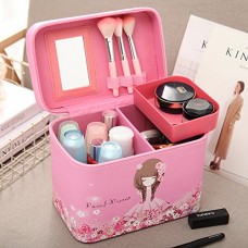 Sac cosmétique cosmétique portable mobile coréen fort dans la boîte de stockage de grande capacité professionnelle portable sac vanity  princess girl paquet mediumterlayer - B074PPKJXY