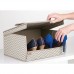 mDesign boite rangement chaussures en tissu (grand) – boite à chaussures empilables avec fenêtre  velcro et couvercle – bacs de rangement pratique dans une armoire ou une commode – taupe - B074KH2YJ7