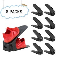 Porte-chaussures Réglable à chaussures Plastique Économie D'espace à Chaussures Support Rack - 8 Paires (Noir) - B07CZDW6HR