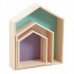 Série de 3 étagères maisons en bois colorées - B017BP4VII