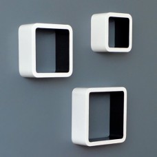 ts-ideen Lot de 3 étagères cubiques murales Design Rétro Années 70 Blanc Noir - B00AFRUHWO