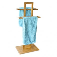 Relaxdays Porte-serviettes sur pied en bois de bambou HxlxP: 85 x 37 x 25 cm 2 barres pour 2 serviettes salle de bain serviteur de chambre pour vêtements support pour serviettes  nature - B00BIY11Z0
