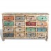 lingjiushopping Armoire en bois recyclé multicolore 16 tiroirs face Blanc Dimensions : 154 x 42 x 92 cm (L x W x H) Meuble - B07CG5R5DH
