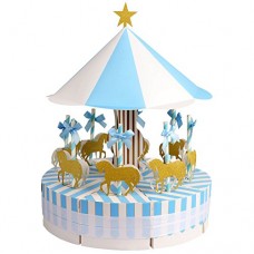 Aytai boîtes de faveurs de mariage Joyeux-Go-Round Style Candy coffrets avec des licornes d'or pour carrousel Party Birthday Baby Shower Décor (Bleu) - B078WNN5HB