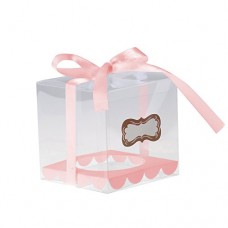 GEEDIAR12PCS Boite à Gateau Cake Cupcakes de Transparent Cupcake Cadeaux Bricolage Fête Boîtes (Rose) - B06XXV67N9